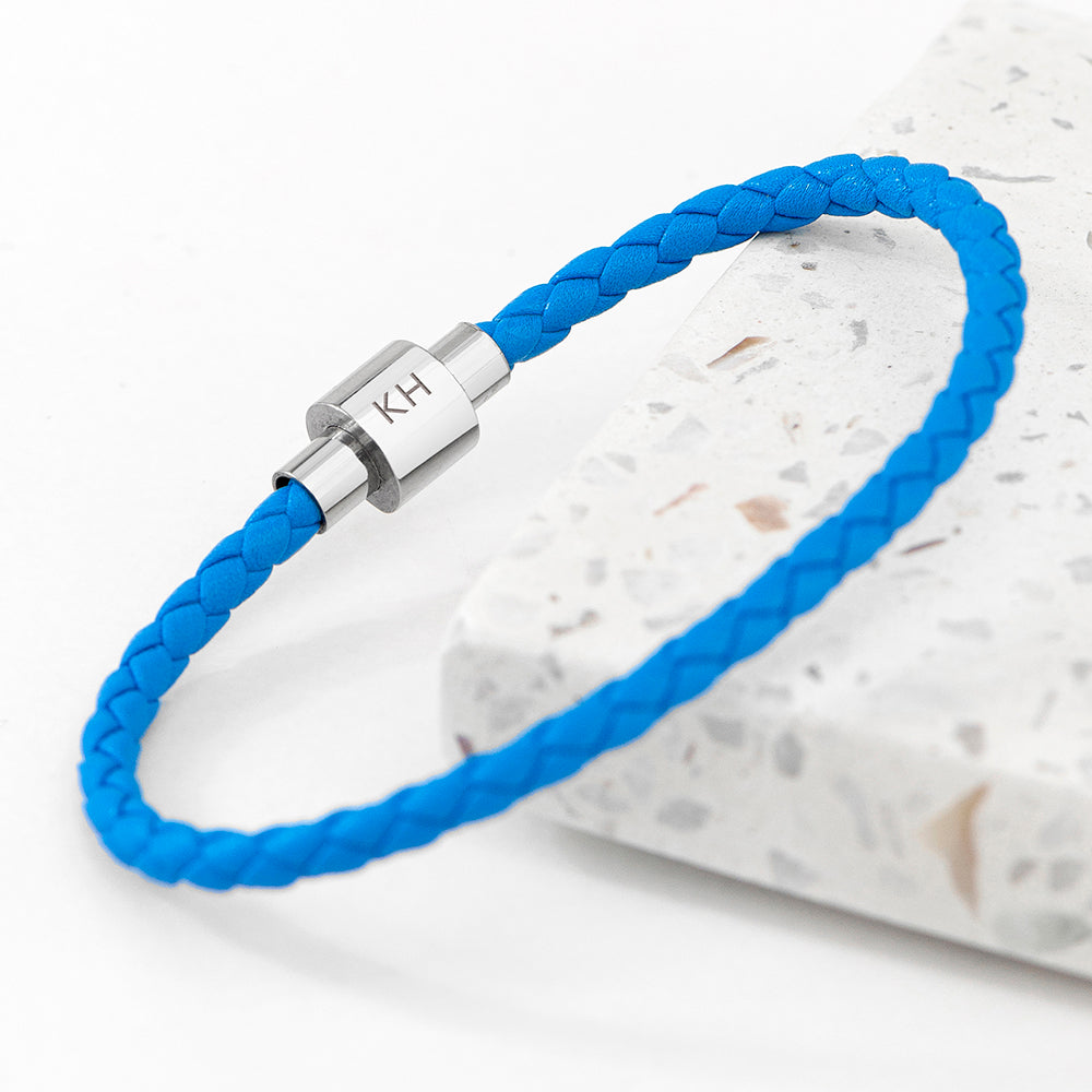 Personalised Men's Travel Compass Woven Leather Bracelet