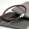 Personalised Men's Travel Compass Woven Leather Bracelet