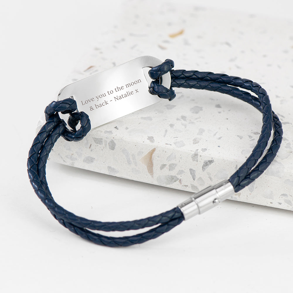 Personalised Men's Roman Numerals Statement Leather Bracelet