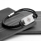 Personalised Men's Travel Compass Statement Leather Bracelet