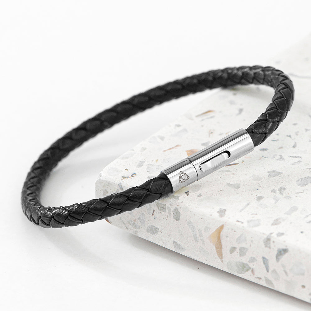 Personalised Men's Celtic Trinity Capsule Leather Bracelet