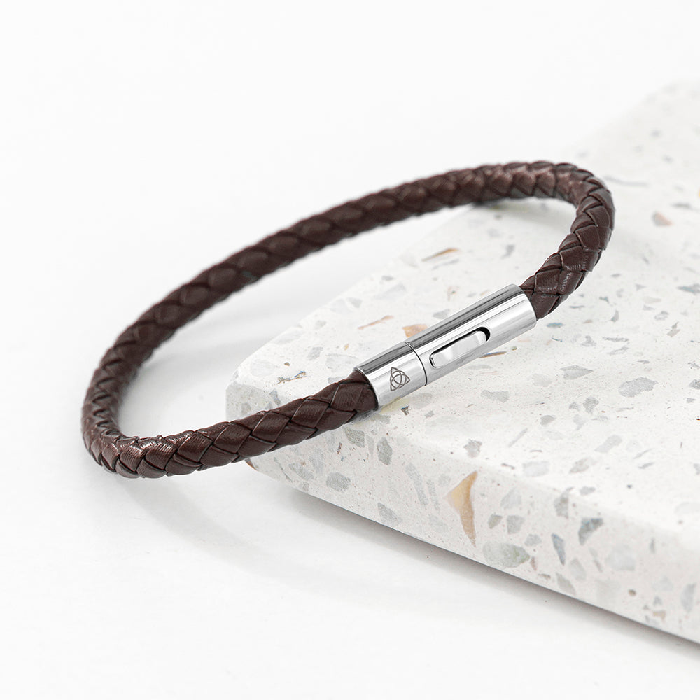 Personalised Men's Celtic Trinity Capsule Leather Bracelet