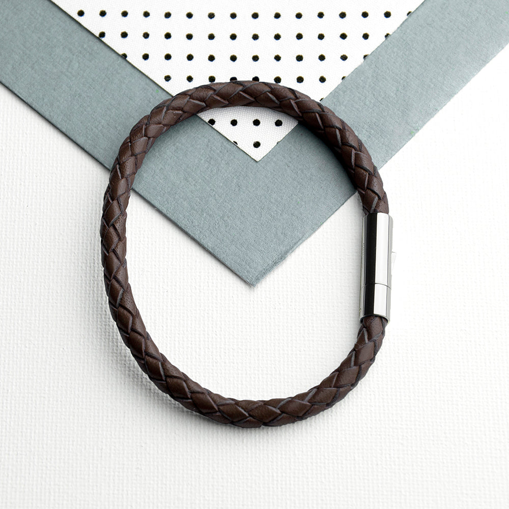 Personalised Men's Celtic Trinity Capsule Leather Bracelet