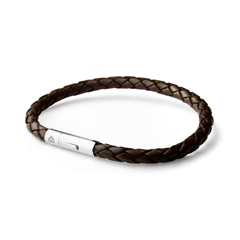 Personalised Men's Celtic Trinity Capsule Leather Bracelet