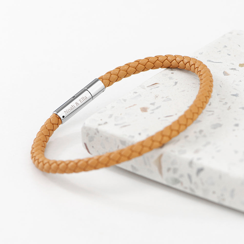 Personalised Men's Celtic Trinity Capsule Leather Bracelet