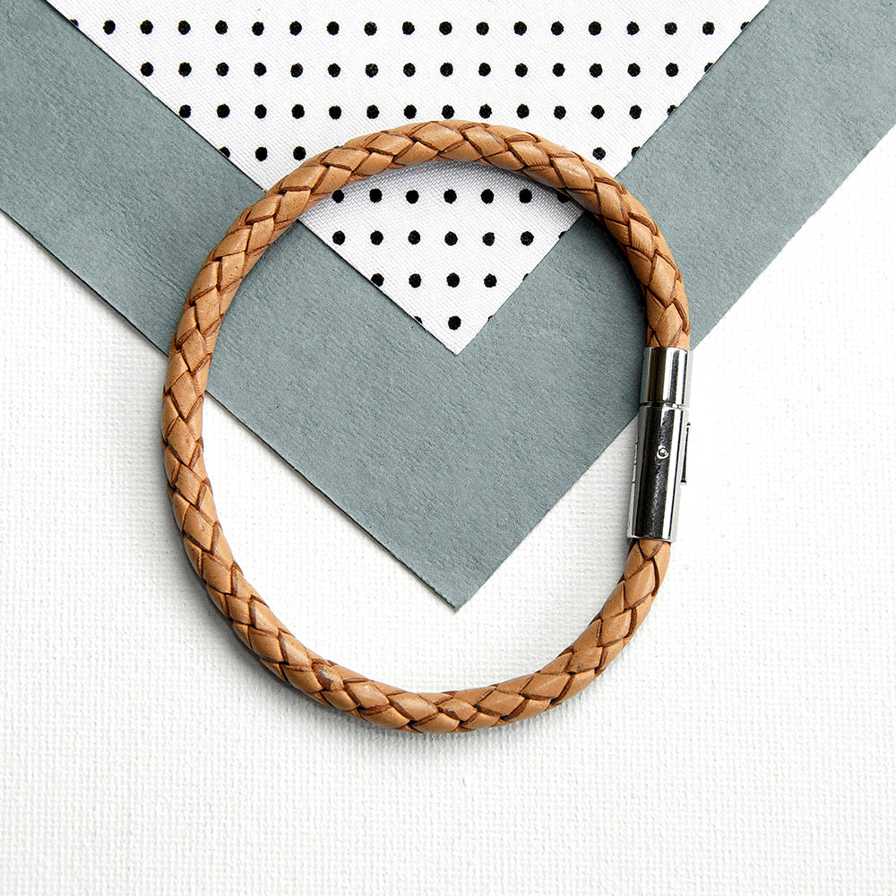 Personalised Men's Celtic Trinity Capsule Leather Bracelet