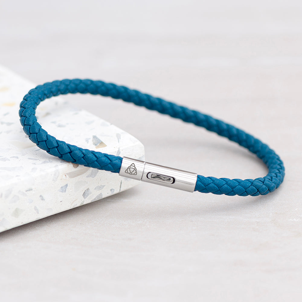 Personalised Men's Celtic Trinity Capsule Leather Bracelet