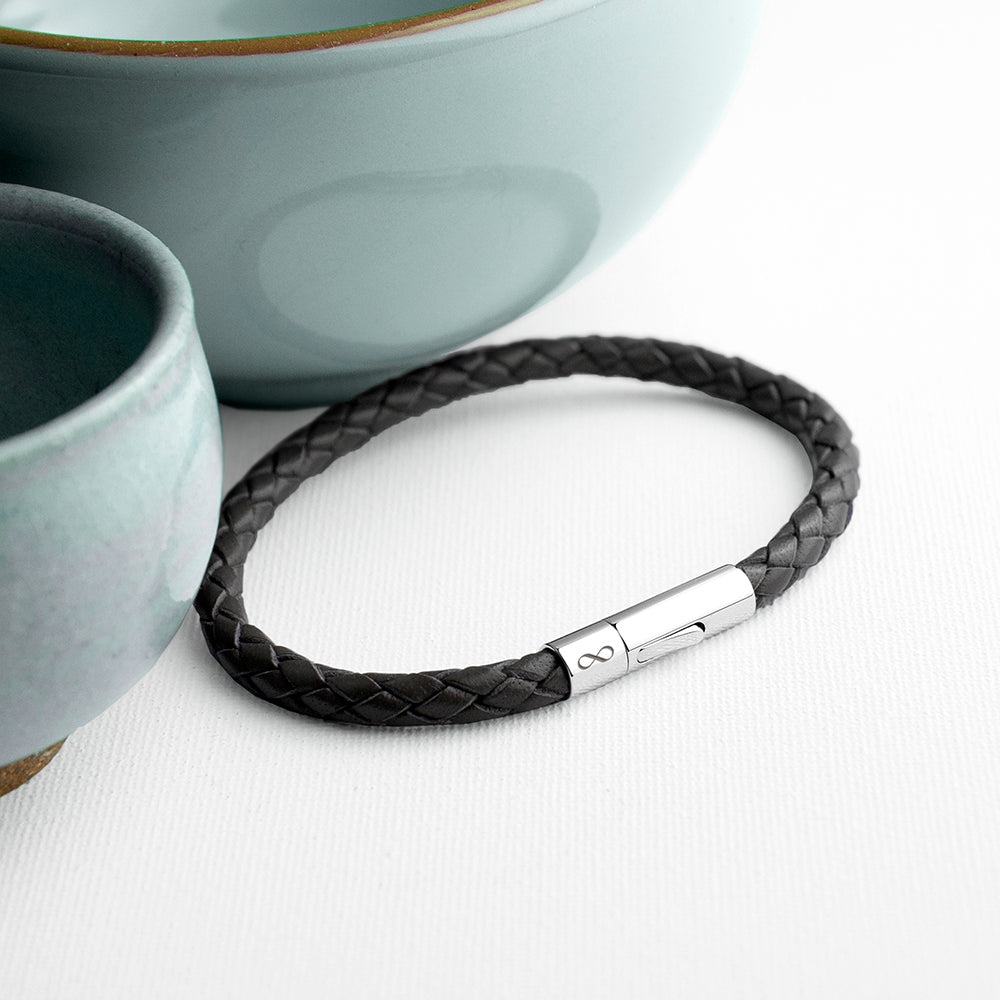 Personalised Men's Infinity Capsule Leather Bracelet