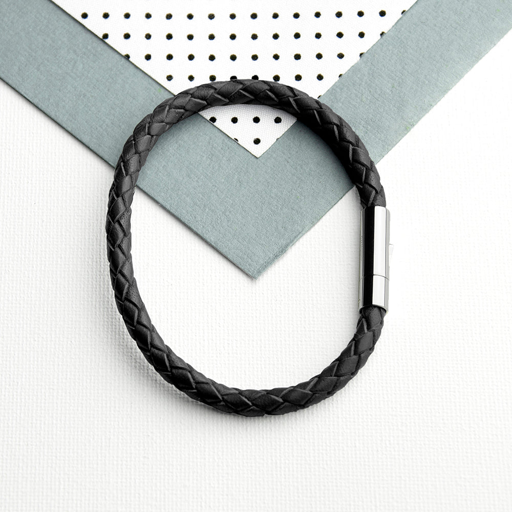Personalised Men's Infinity Capsule Leather Bracelet