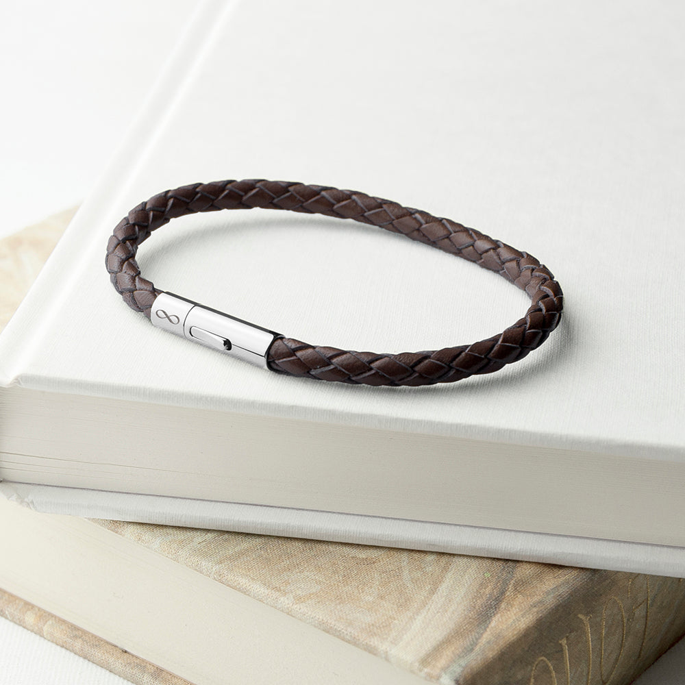 Personalised Men's Infinity Capsule Leather Bracelet