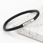 Personalised Men's Travel Compass Capsule Leather Bracelet