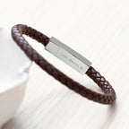 Personalised Men's Leather Celtic Trinity Bracelet With Tube Clasp