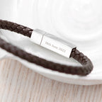 Personalised Men's Leather Celtic Trinity Bracelet With Tube Clasp