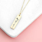 Personalised Birth Flower Bar Necklace