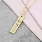 Personalised Birth Flower Bar Necklace