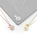 Personalised Birth Flower Heart and Disc Necklace
