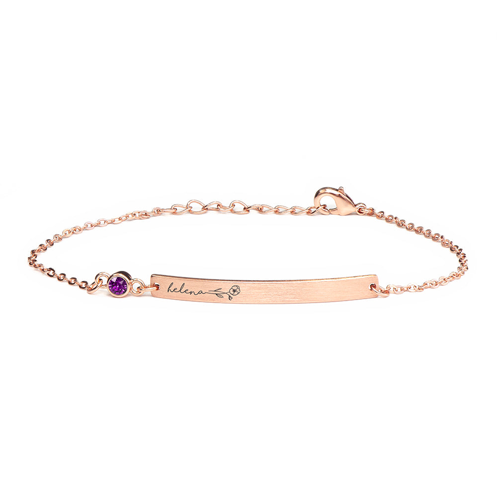 Personalised Birth Flower Swarovski Crystal Rose Gold Bracelet