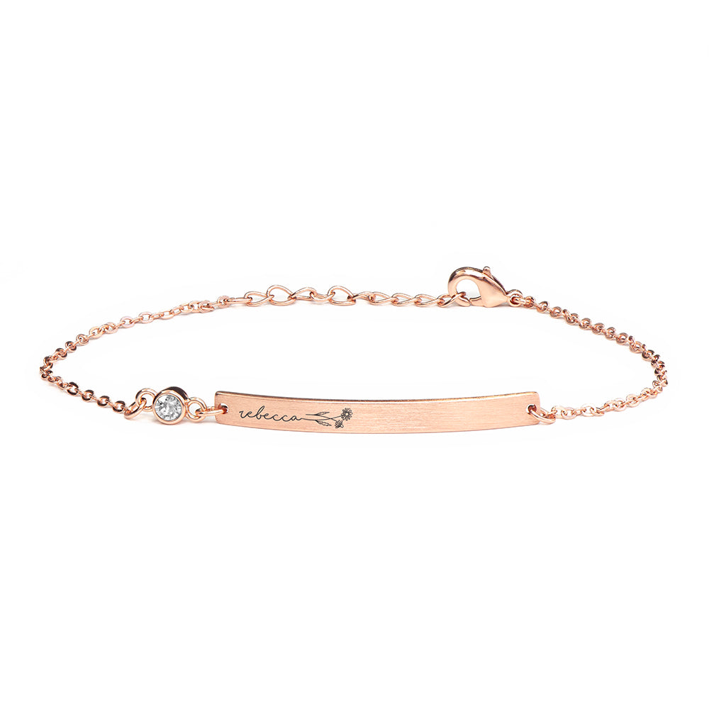 Personalised Birth Flower Swarovski Crystal Rose Gold Bracelet