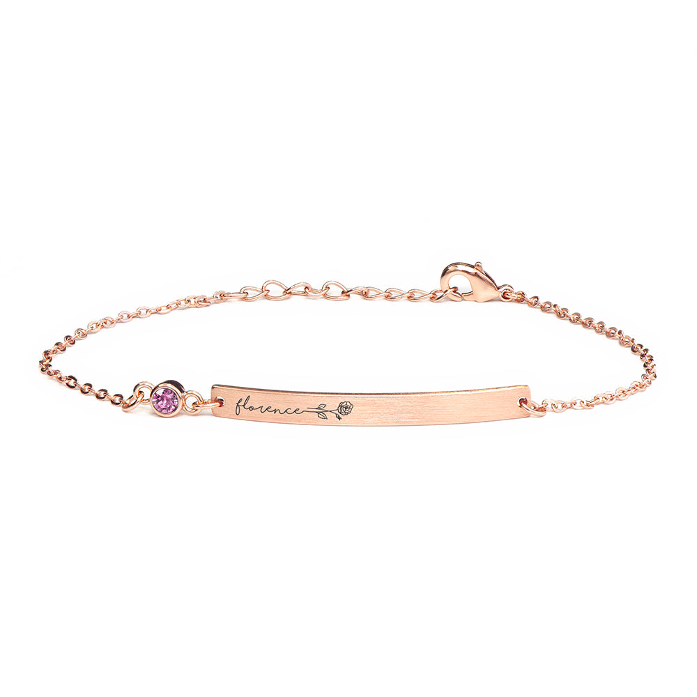 Personalised Birth Flower Swarovski Crystal Rose Gold Bracelet