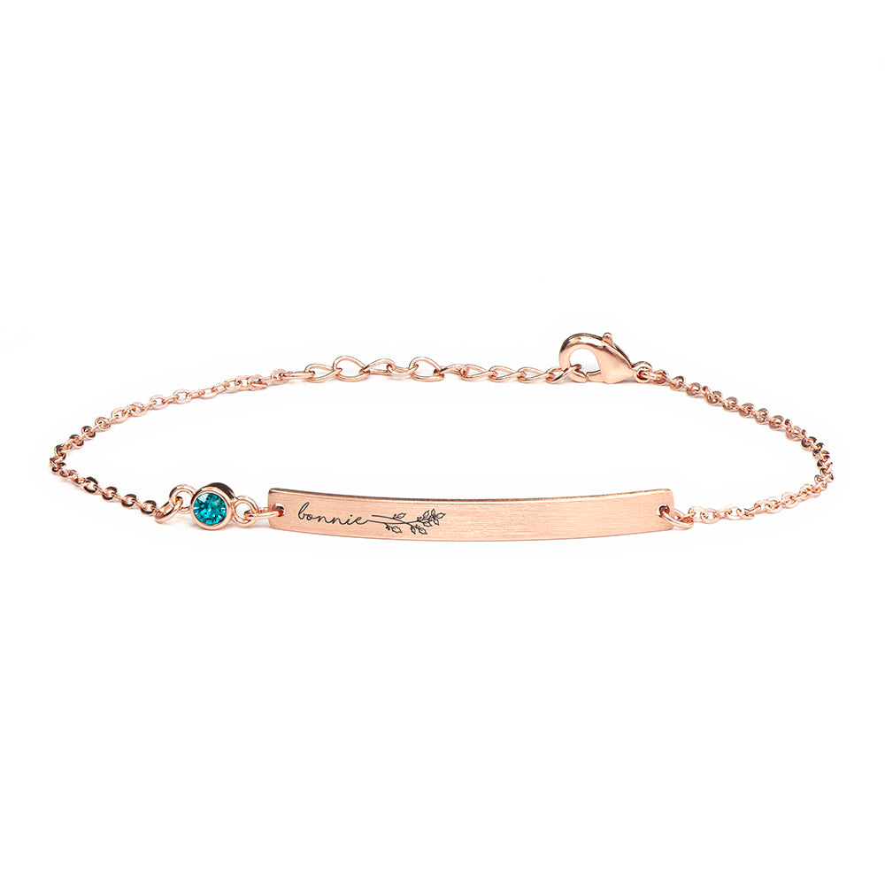 Personalised Birth Flower Swarovski Crystal Rose Gold Bracelet