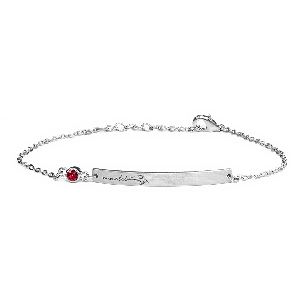 Personalised Silver Birth Flower Swarovski Crystal Bracelet