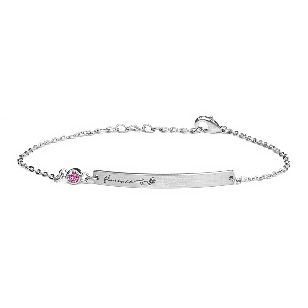 Personalised Silver Birth Flower Swarovski Crystal Bracelet