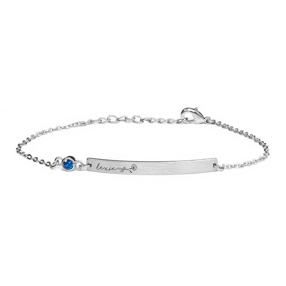 Personalised Silver Birth Flower Swarovski Crystal Bracelet
