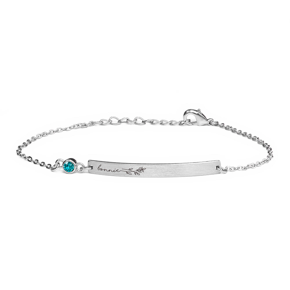 Personalised Silver Birth Flower Swarovski Crystal Bracelet