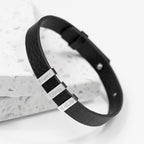Personalised Men's Soho Tag Black Leather Bracelet