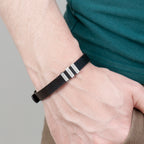 Personalised Men's Soho Tag Black Leather Bracelet