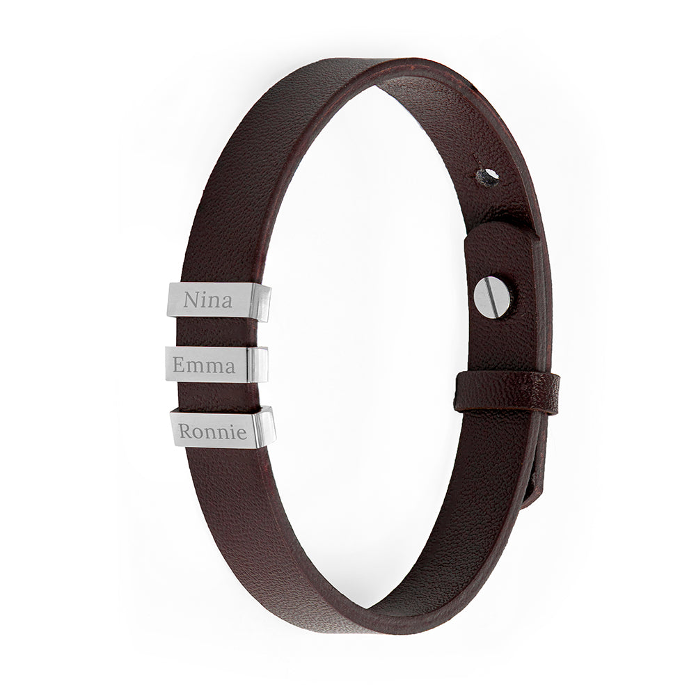 Personalised Men's Soho Tag Brown Leather Bracelet