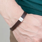 Personalised Men's Soho Tag Message Brown Leather Bracelet