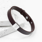 Personalised Men's Soho Tag Message Brown Leather Bracelet