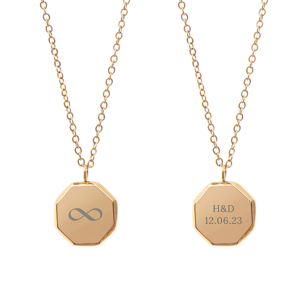 Personalised Men's Gold Infinity Octagon Pendant Necklace