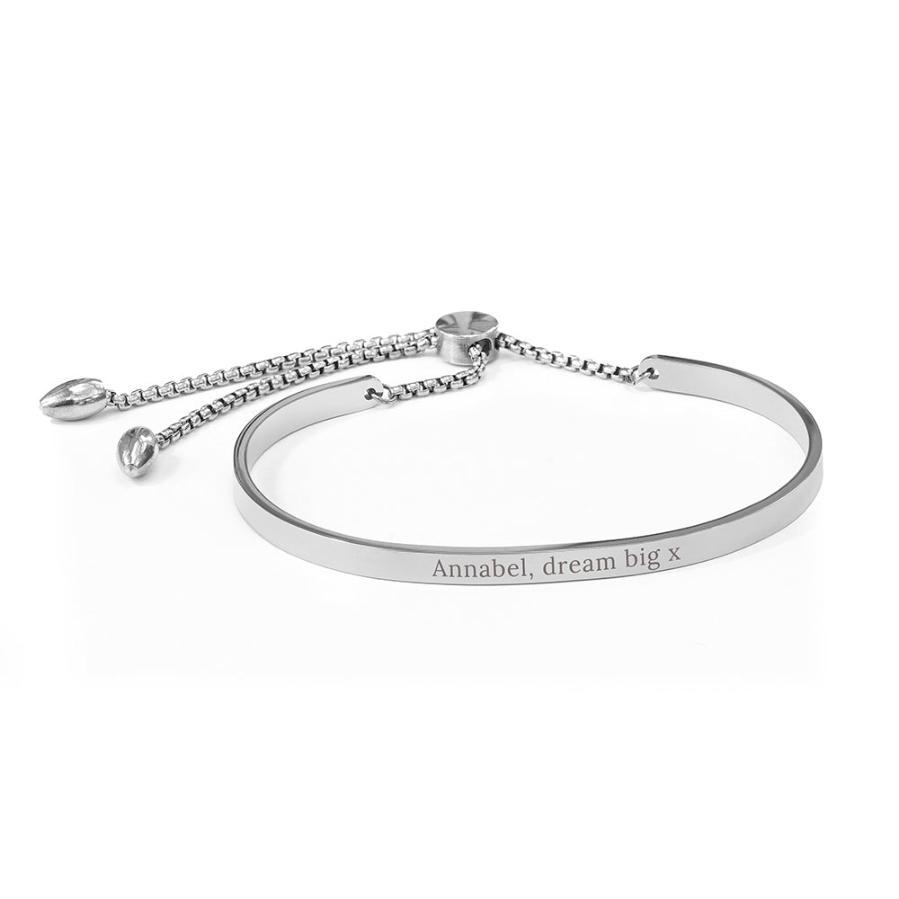 Personalised Silver Affirmation Bangle Bracelet