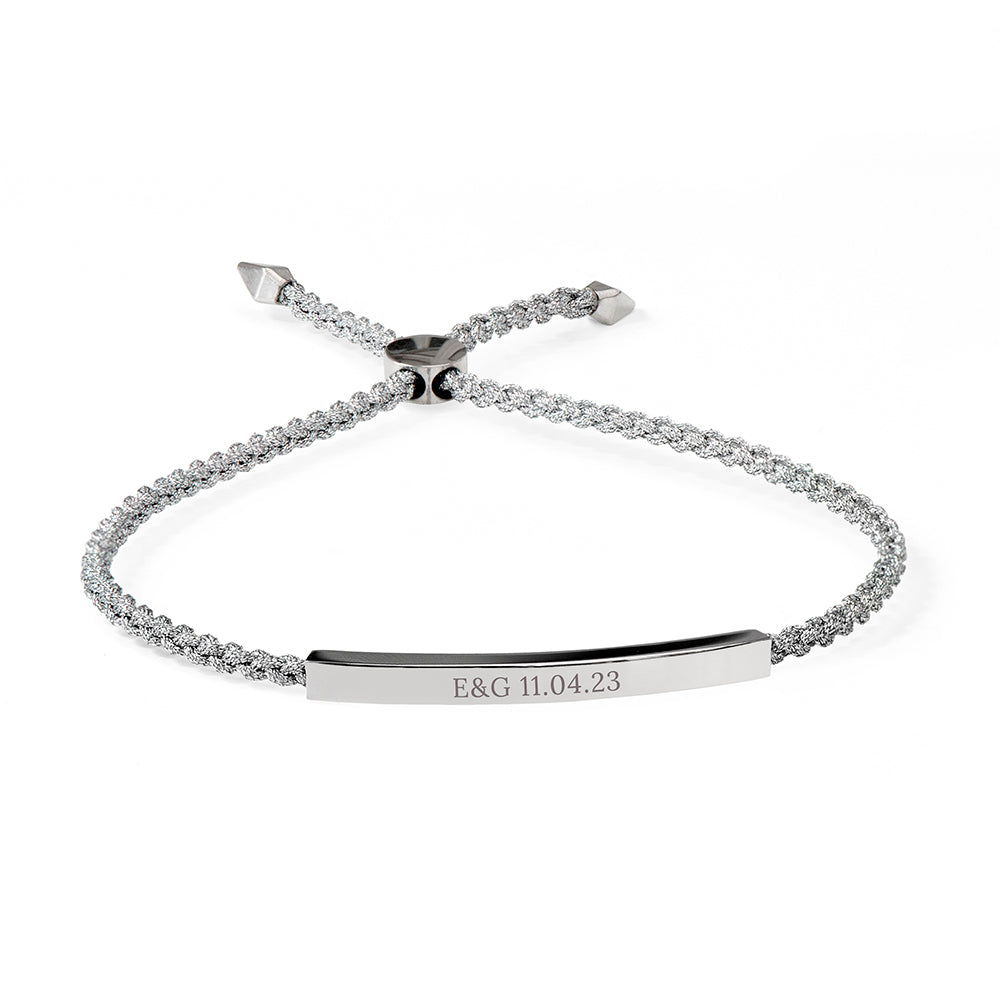 Personalised Silver Identity Rope Bracelet