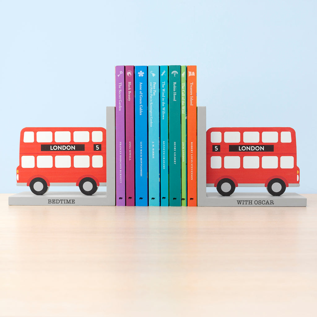 Personalised Kids London Bus Bookends