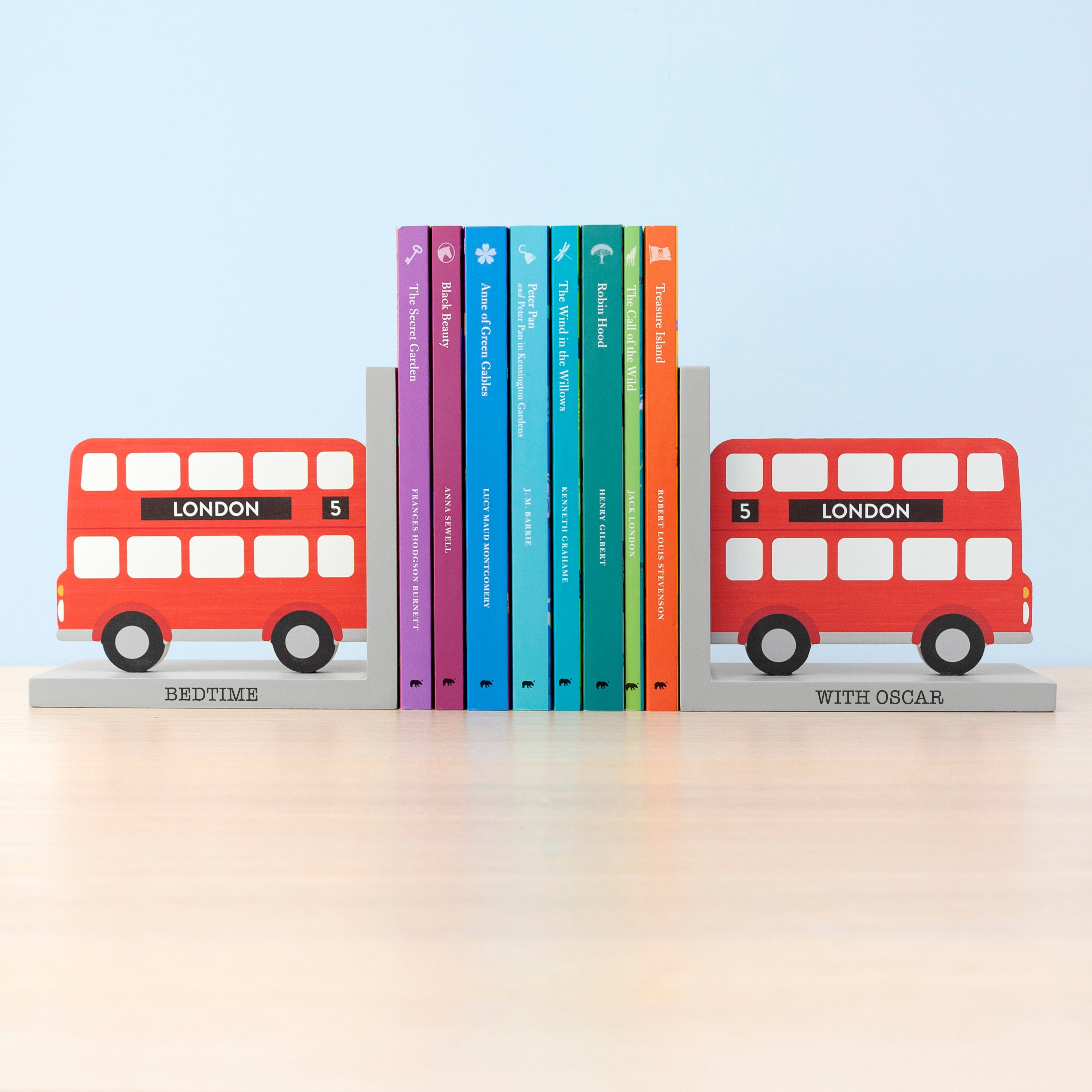 Personalised Kids London Bus Bookends