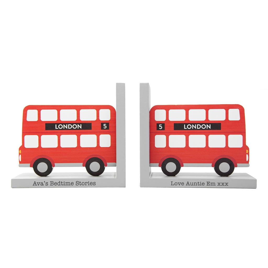 Personalised Kids London Bus Bookends
