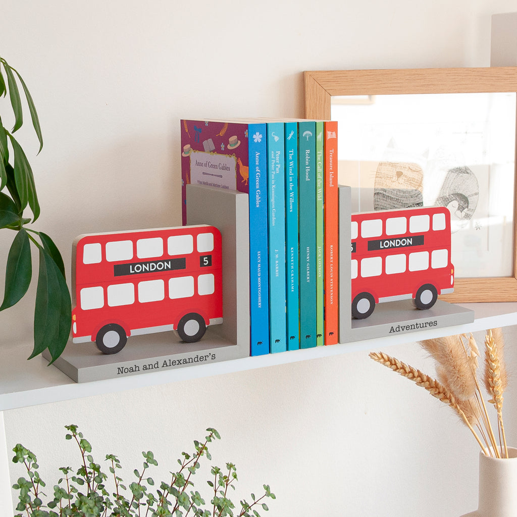 Personalised Kids London Bus Bookends