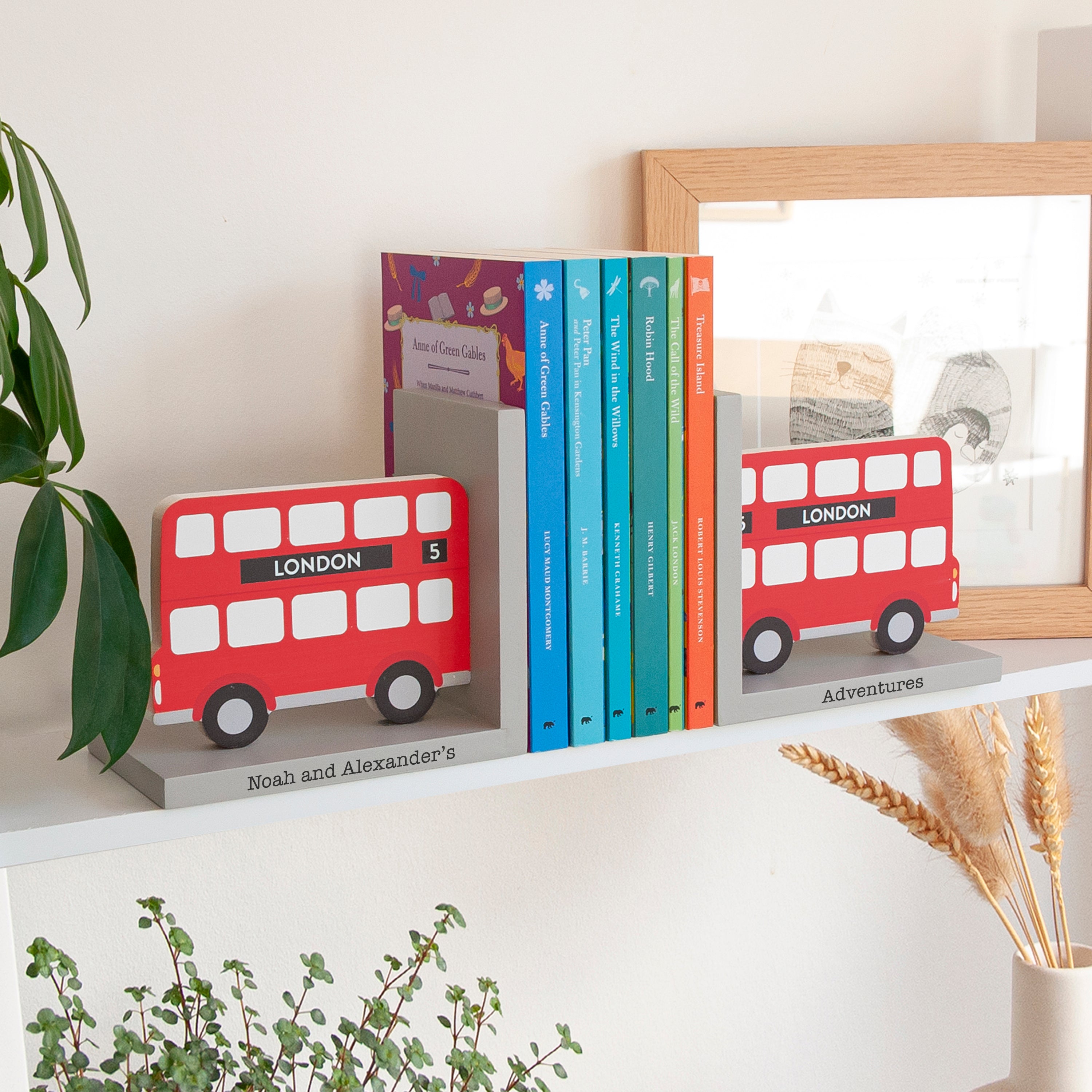 Personalised Kids London Bus Bookends