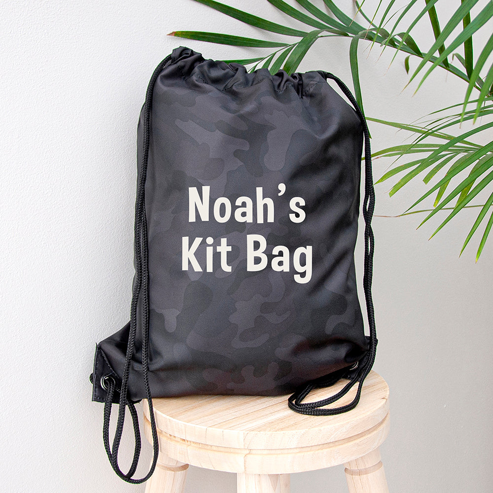 Personalised Kids Camo Drawstring Bag