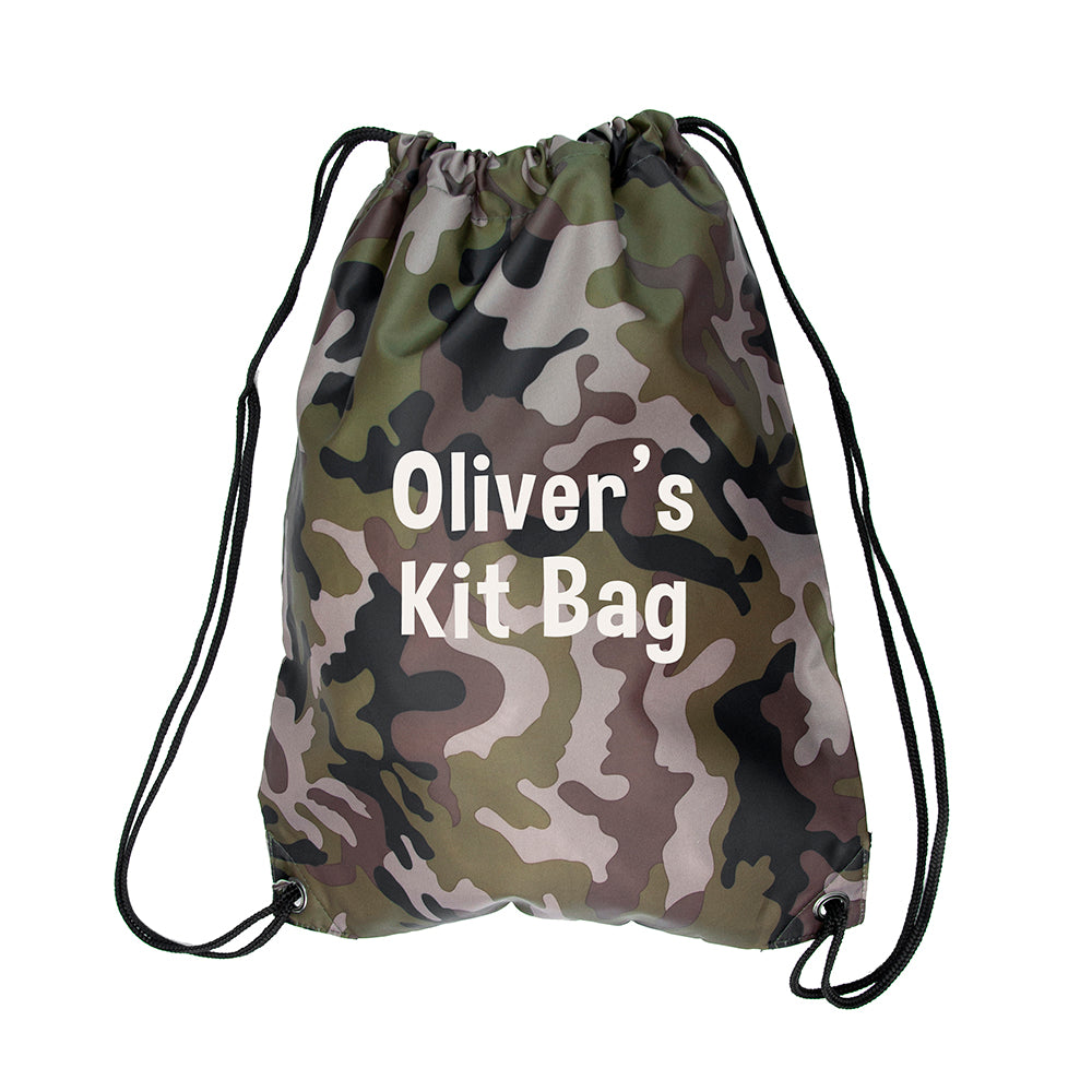Personalised Kids Camo Drawstring Bag