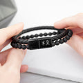 Personalised Men's Black Rune Duo Bracelet