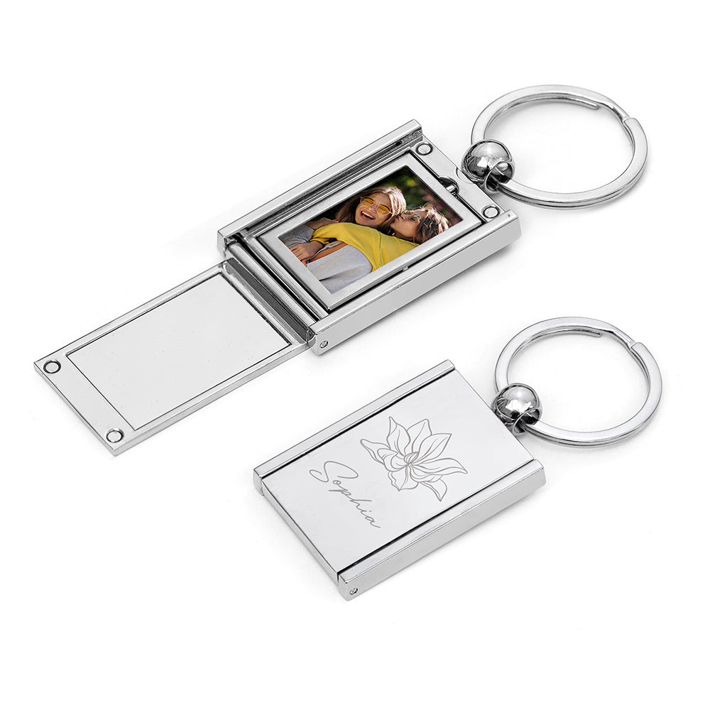 Personalised Birth Flower Frame Keyring