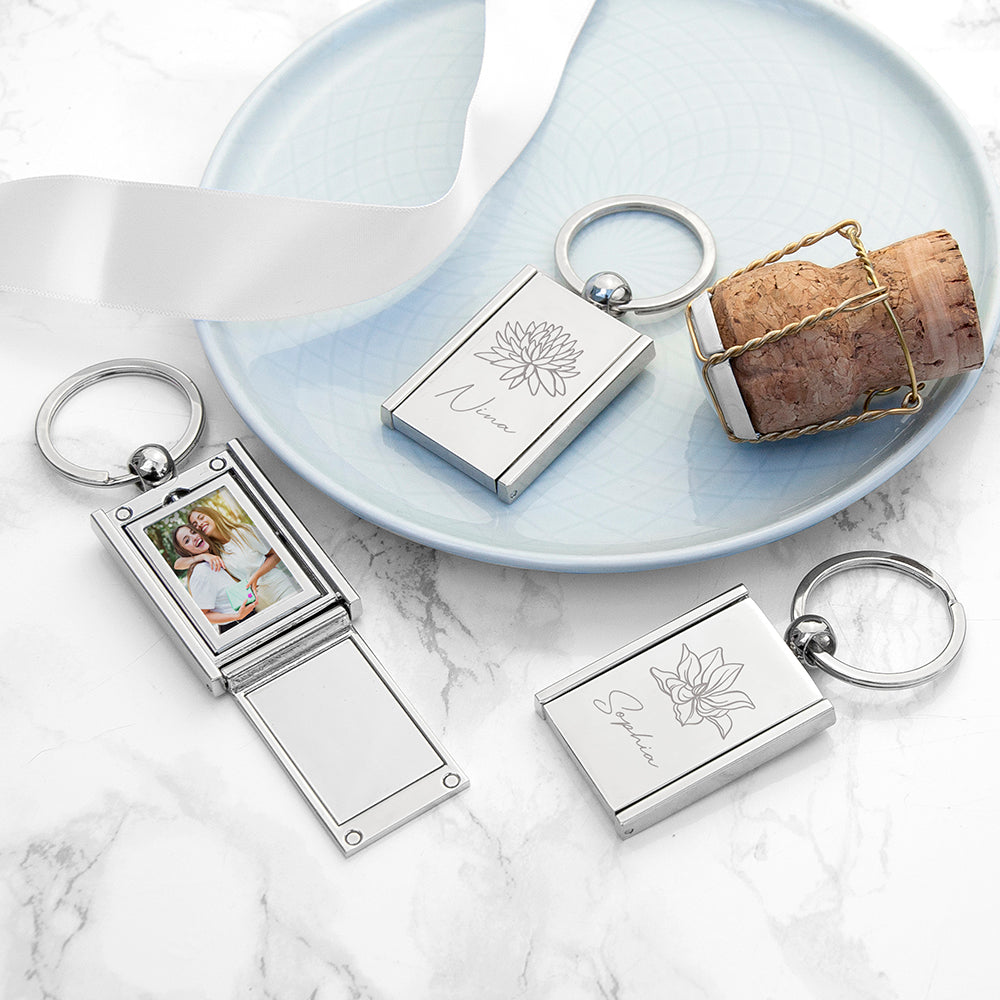 Personalised Birth Flower Frame Keyring