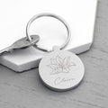 Personalised Round Birth Flower Keyring