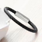 Personalised Men's Leather Celtic Trinity Bracelet With Tube Clasp