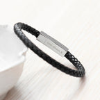 Personalised Men's Leather Travel Compass Bracelet With Tube Clasp