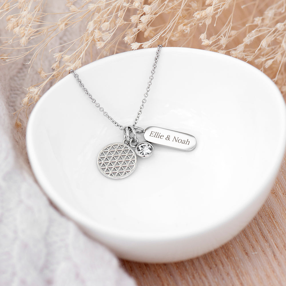 Personalised Silver Mandala Charms Necklace